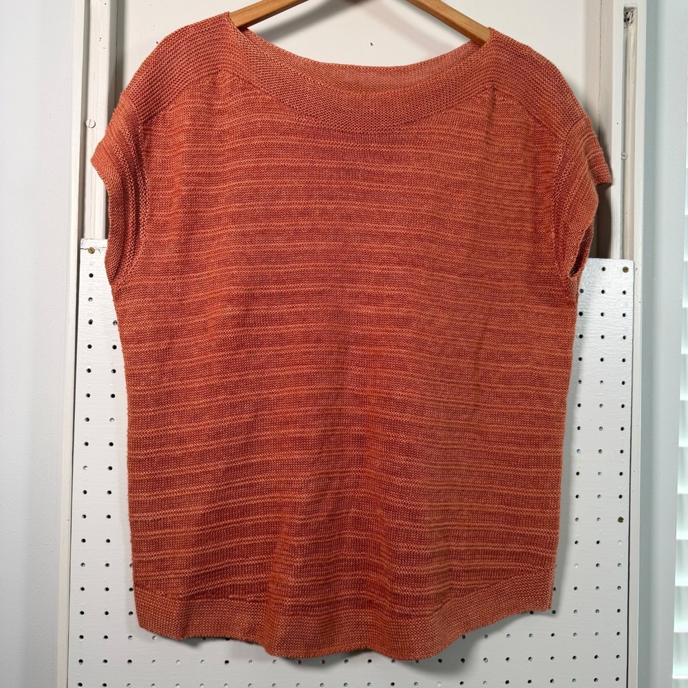 Talbots Linen Top Women's‎ Terracotta Knit Cap Sleeve Blouse Classic - Small